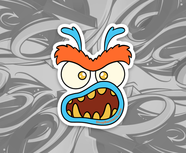 sticker of an angry face